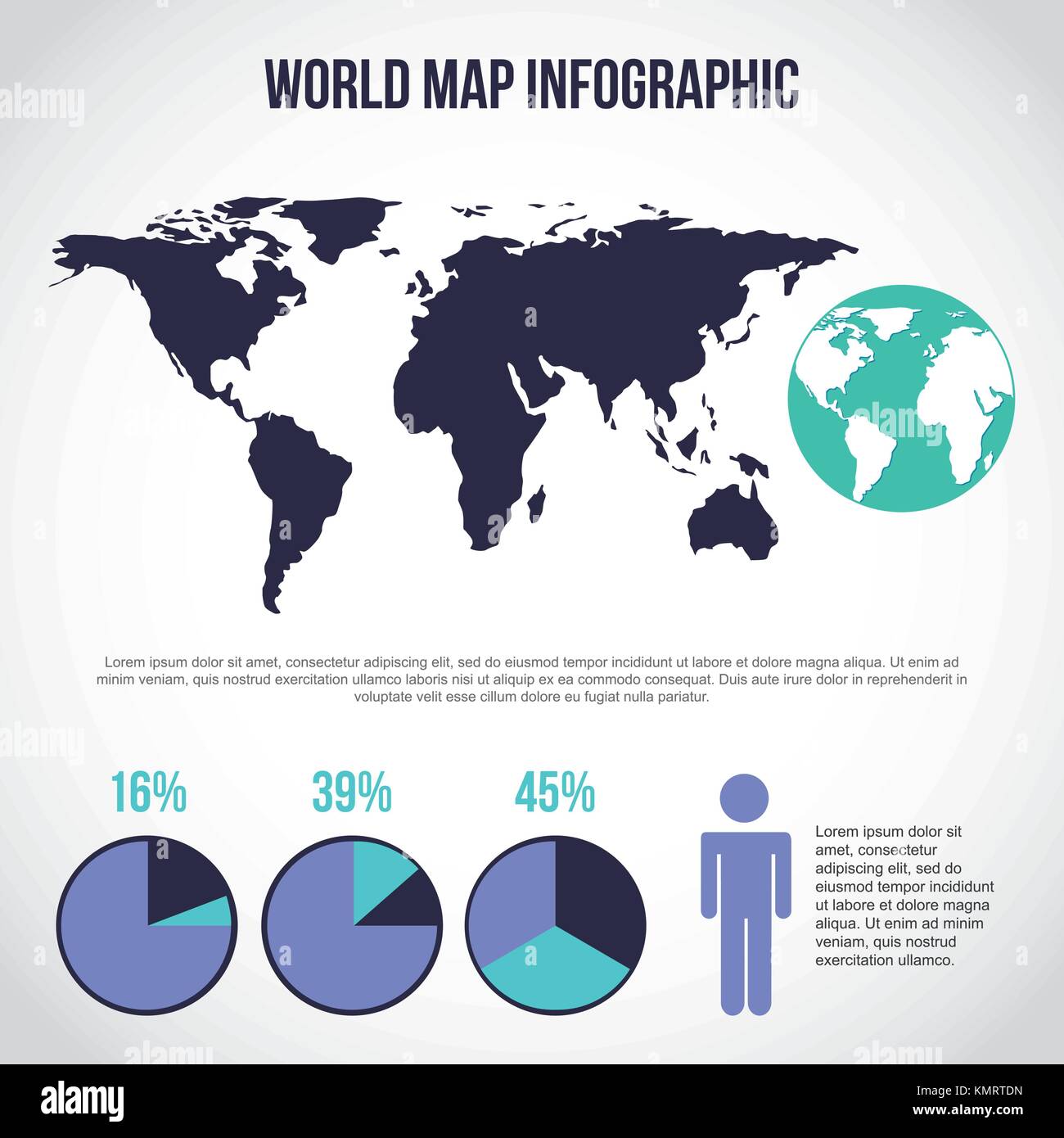 World Map Infographic Pie Chart Population Stock Vector Image And Art Alamy