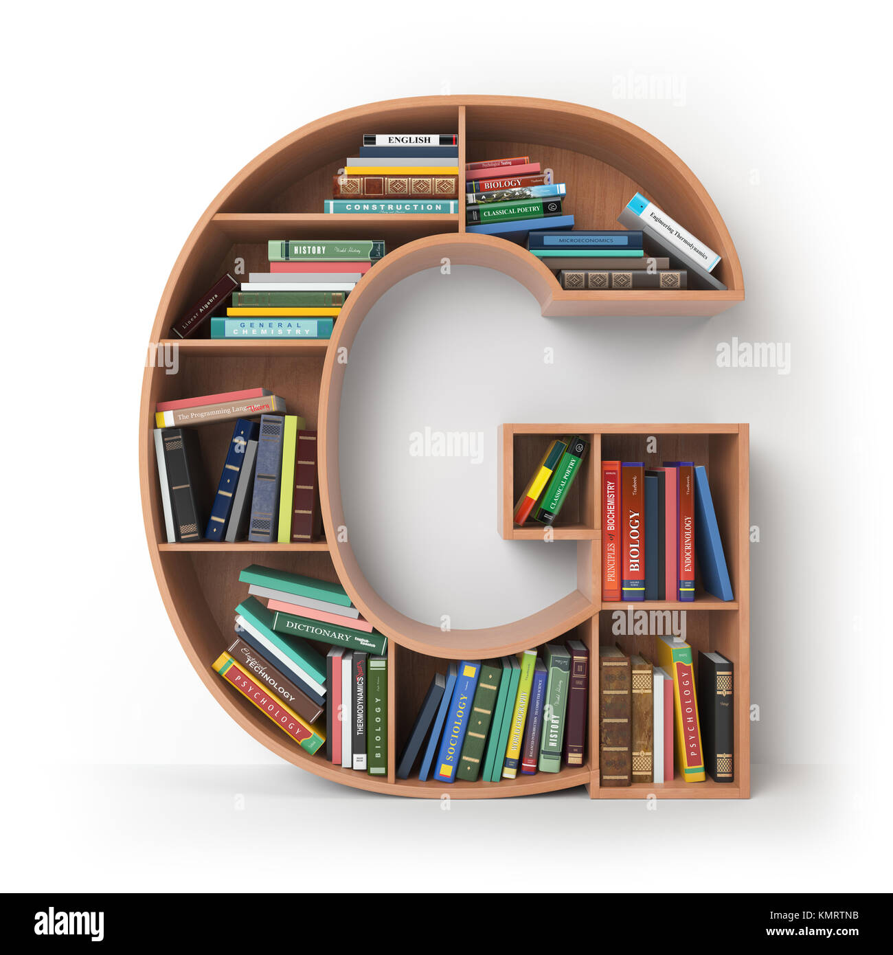 Letter G Alphabet In The Form Of Shelves With Books Isolated On White 3d Illustration Stock Photo Alamy