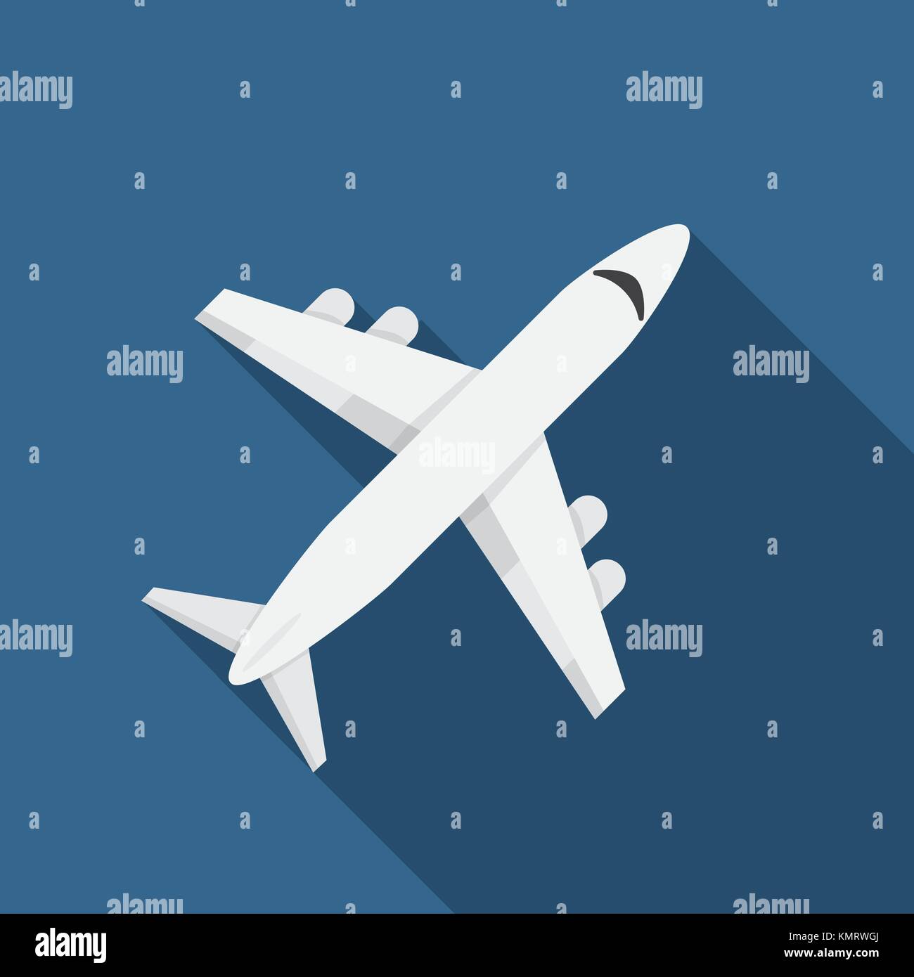 Flat design modern vector illustration of airplane icon with long ...