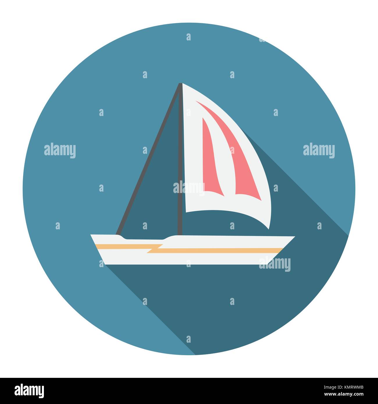 Flat design modern vector illustration of sailing boat icon with long ...