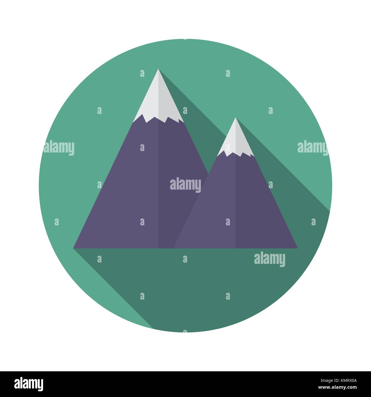 Flat design modern vector illustration of snow caped mountain icon ...