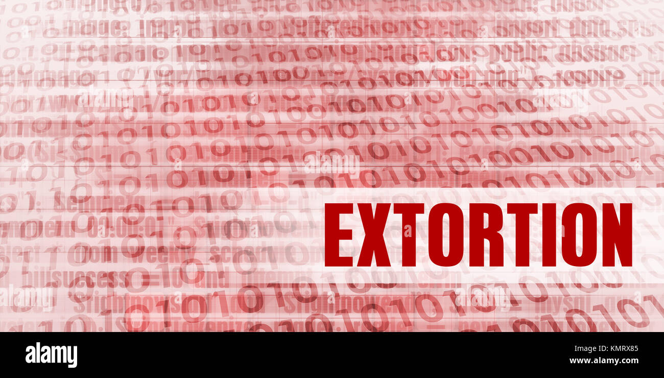 Extortion Alert on a Red Binary Danger Background Stock Photo