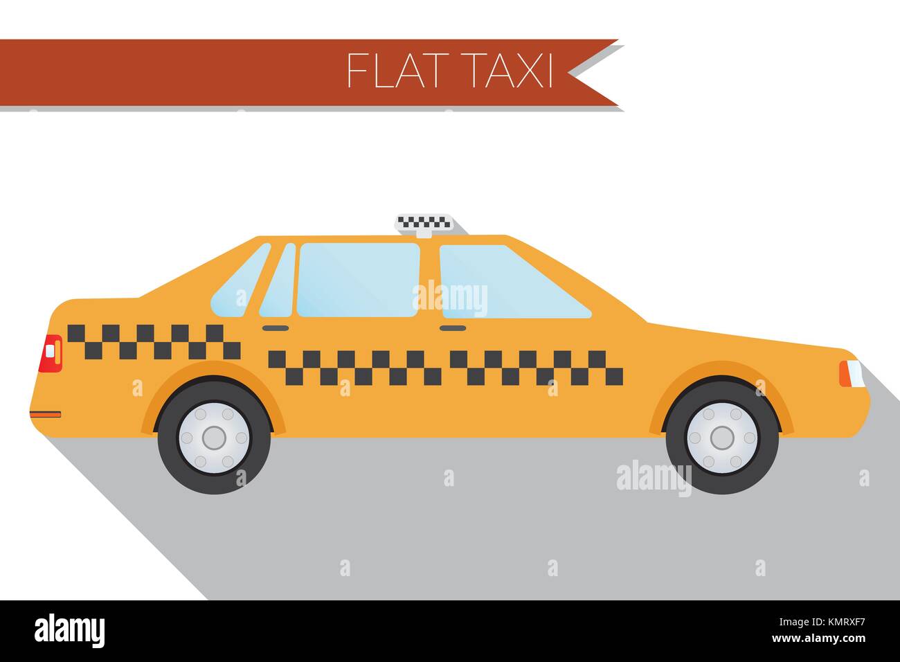 Flat design vector illustration city Transportation, city taxi, side view . Stock Vector