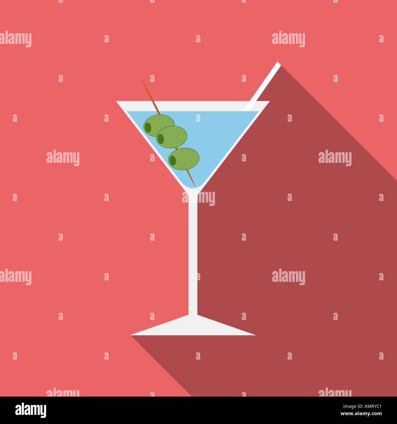 Flat design modern vector illustration of cocktail icon with long ...