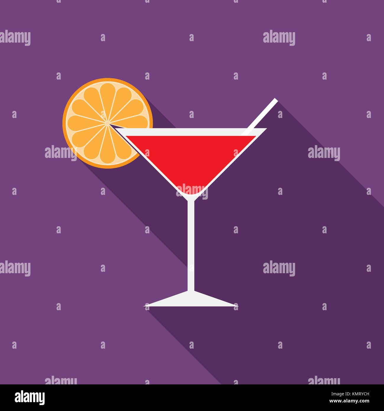 Flat design modern vector illustration of cocktail icon with long ...