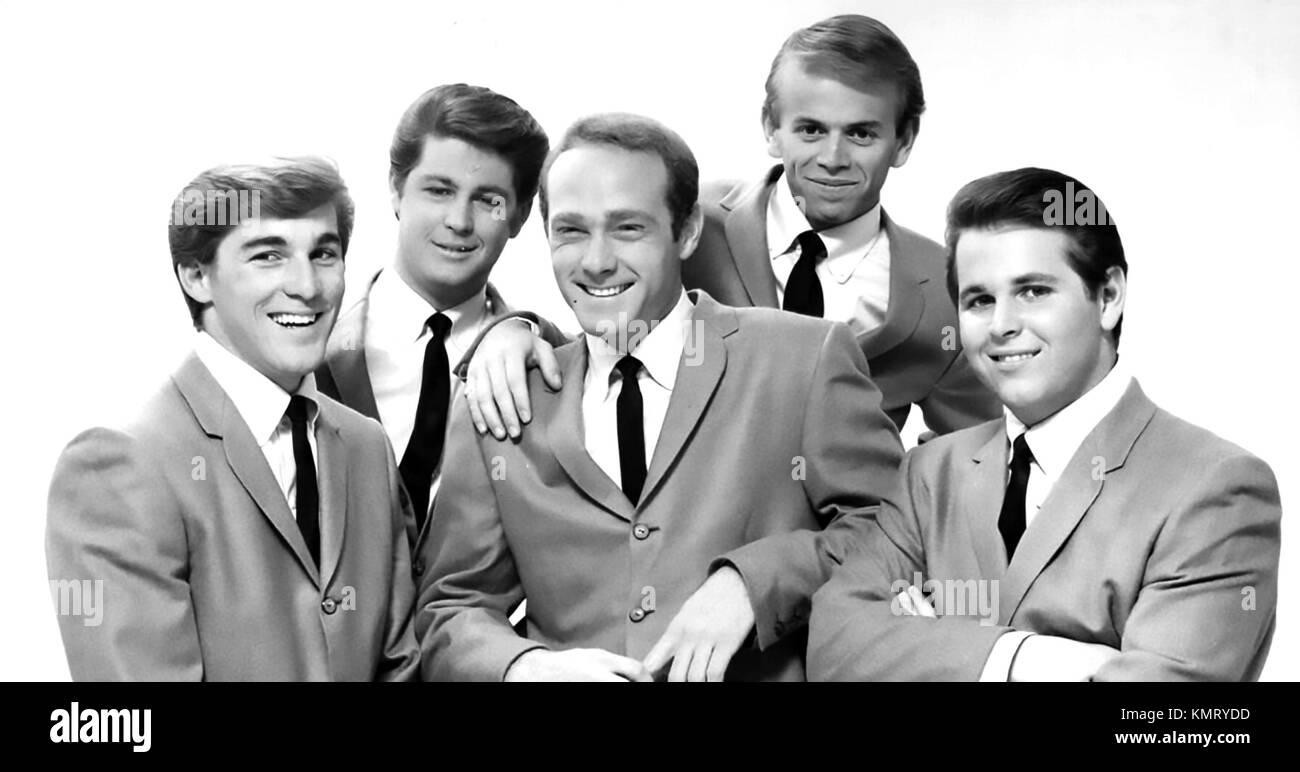 BEACH BOYS  Promotional photo of  US music group about 1964. From left:Dennis Wilson, Brian Wilson, Mike Love, Al Jardine, Carl Wilson. Stock Photo