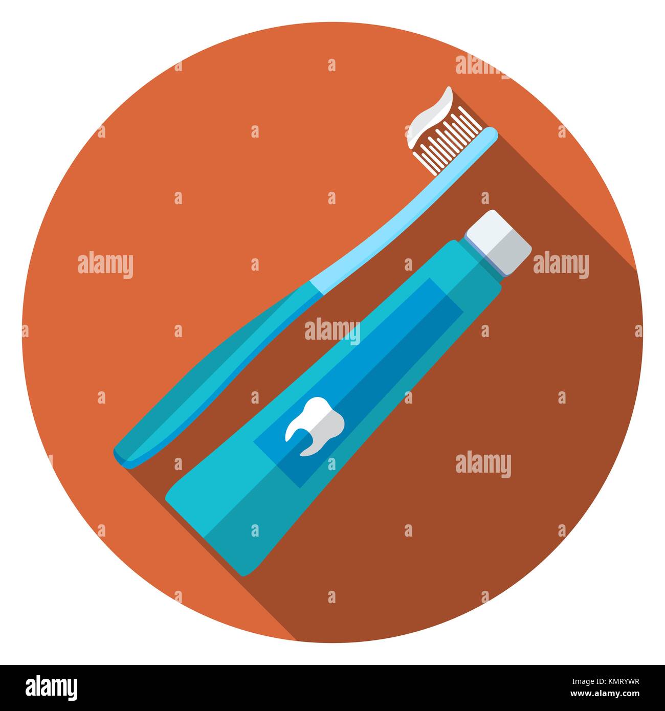 Flat design modern vector illustration of tooth brush and paste icon ...