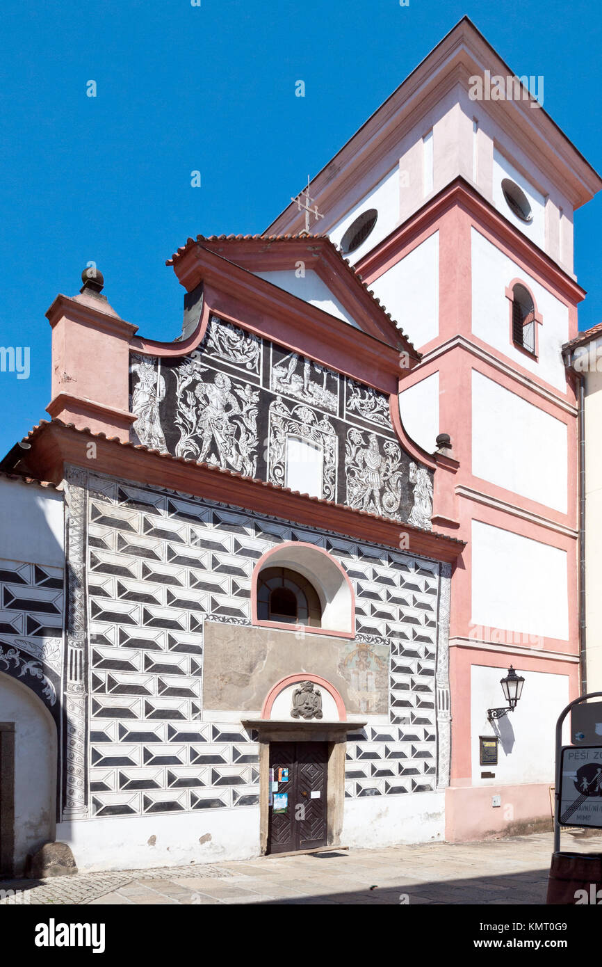 kostel Povyseni sv. Krize, Písek, Česká republika / St. Cross church, town Pisek, Czech republic Stock Photo