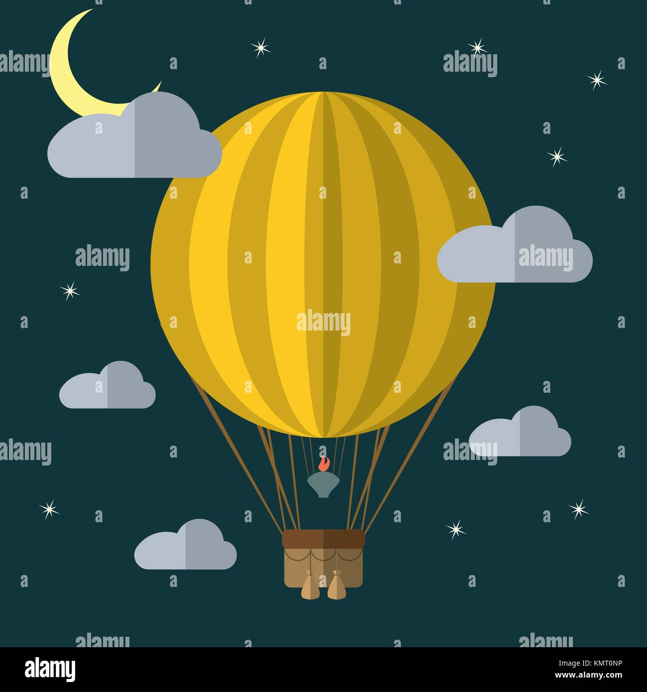 Flat design modern vector illustration of a hot air balloon concept for ...