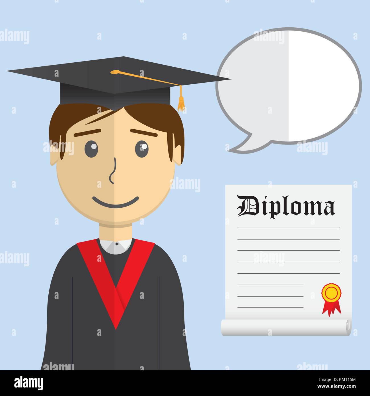 Flat design modern vector illustration of student in graduation gown ...