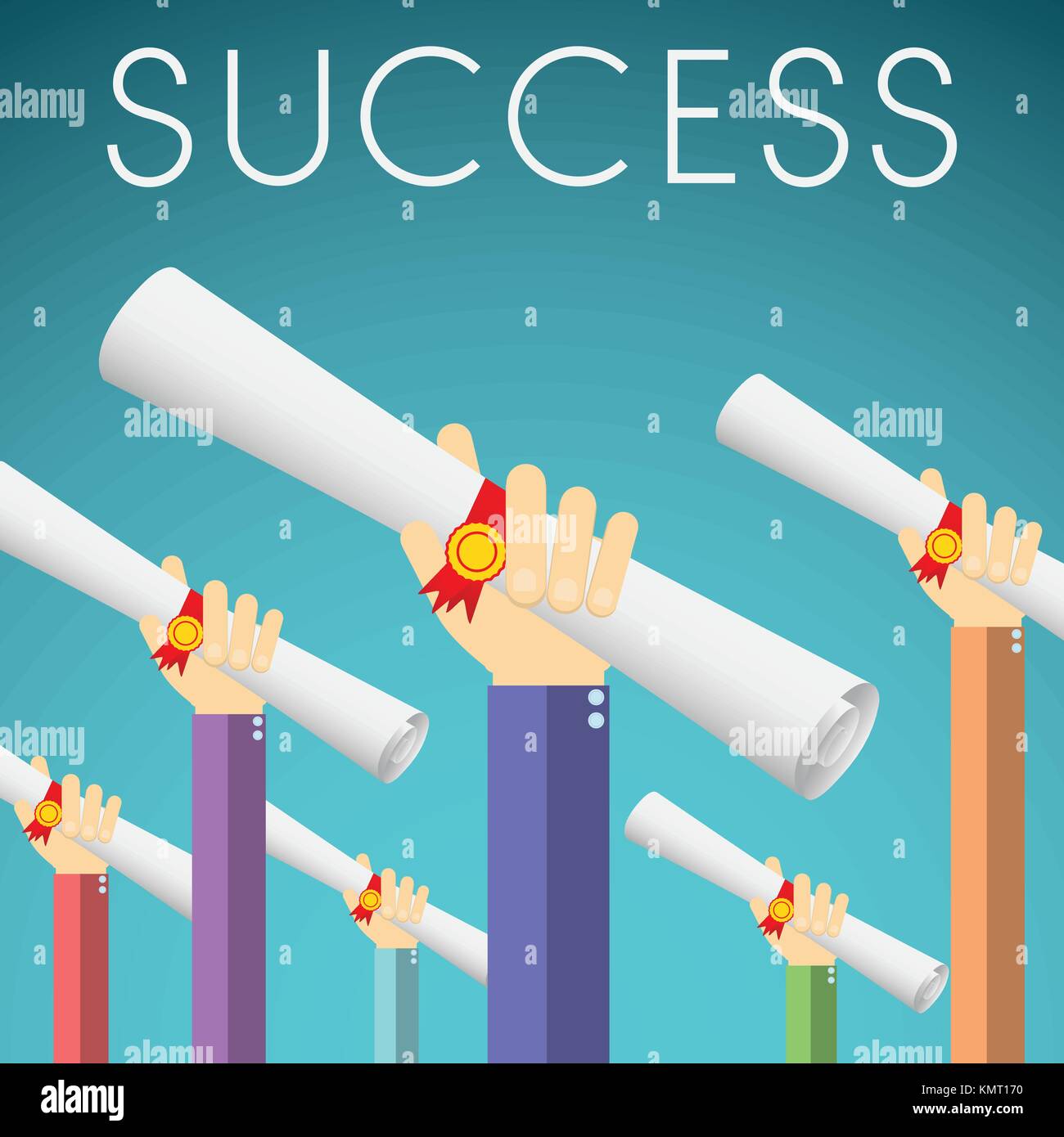 Flat design vector illustration of hands holding Diploma, Degree Scroll ...