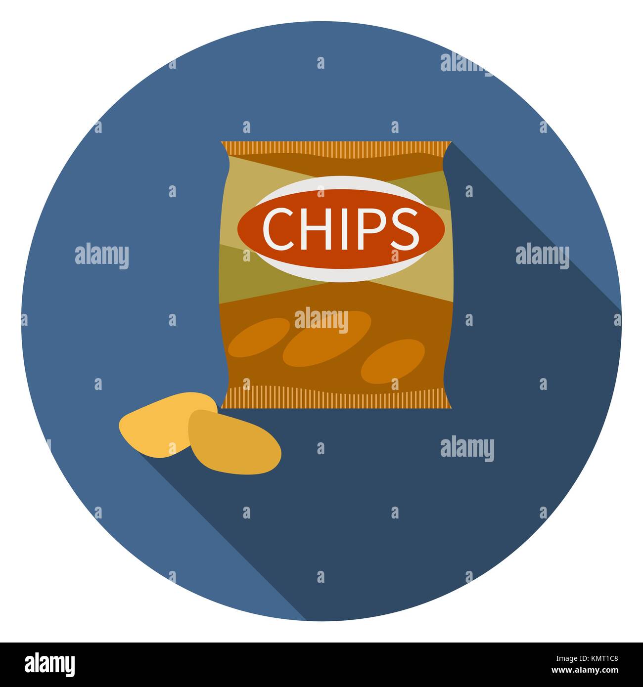 Flat design vector chips icon with long shadow, isolated Stock Vector ...