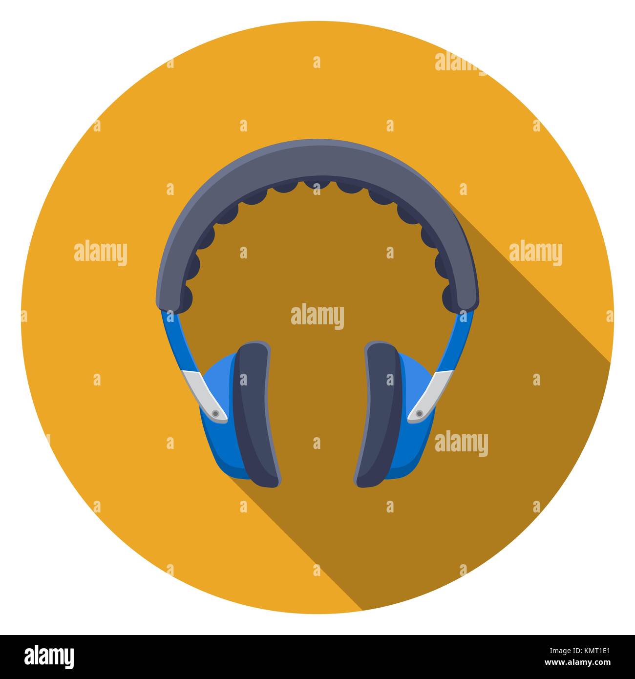 Flat design vector headphones icon with long shadow, isolated Stock ...