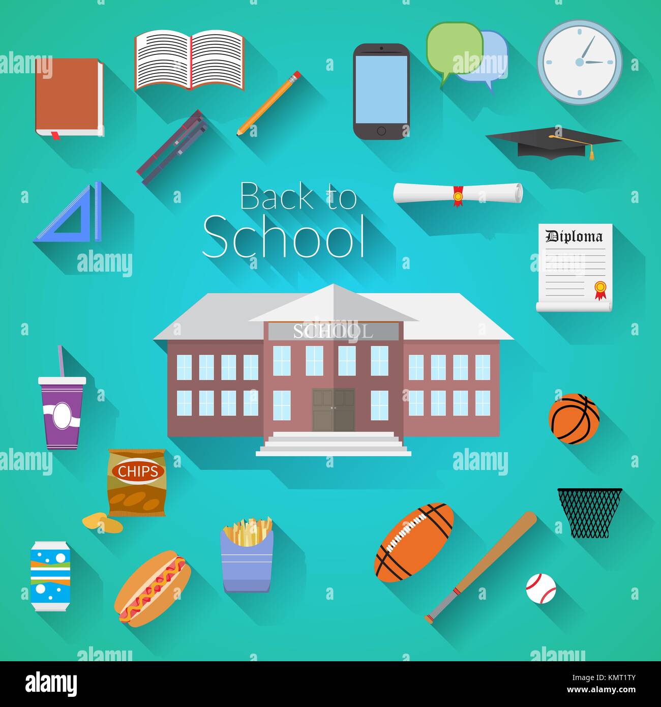 Back to School Flat design modern vector illustration, school building ...