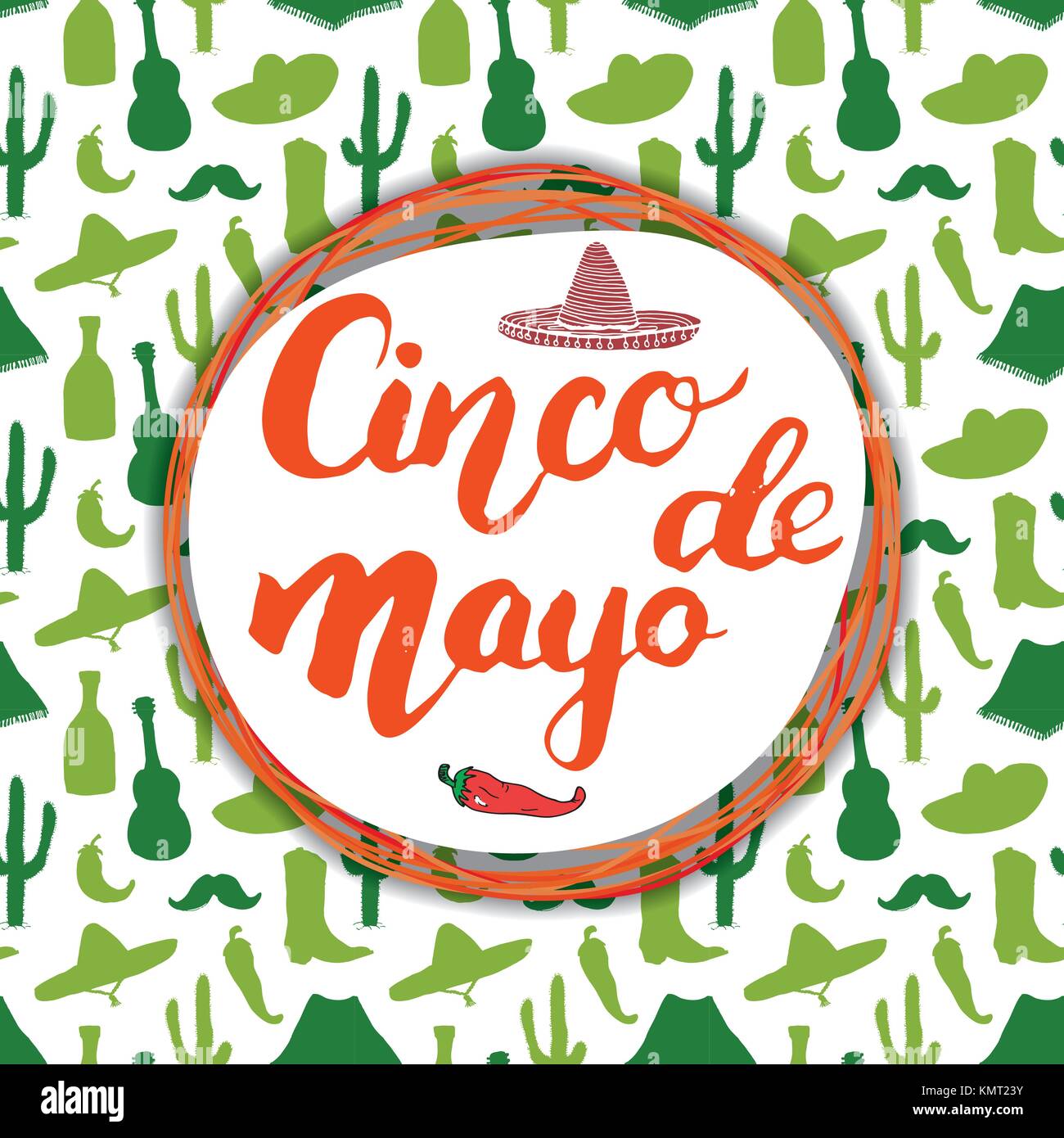 Happy Cinco de Mayo greeting card Hand lettering. Mexican holiday ...