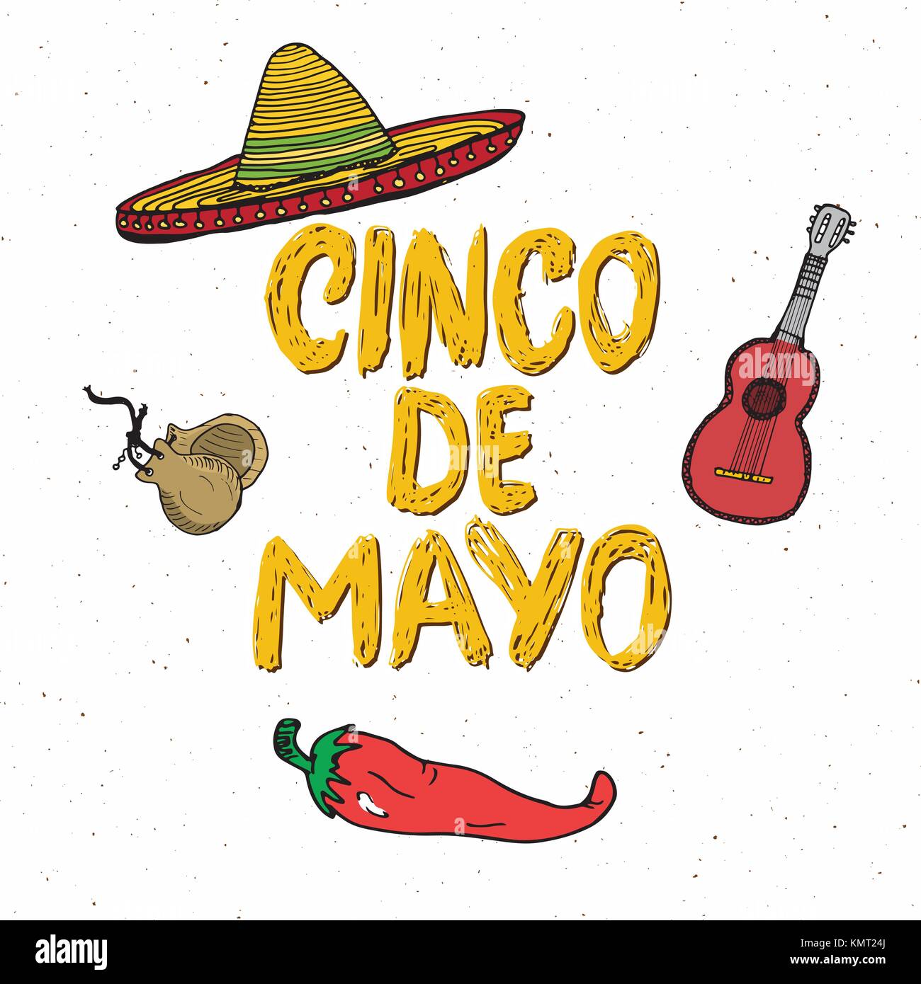 Happy Cinco de Mayo greeting card Hand lettering. Mexican holiday ...
