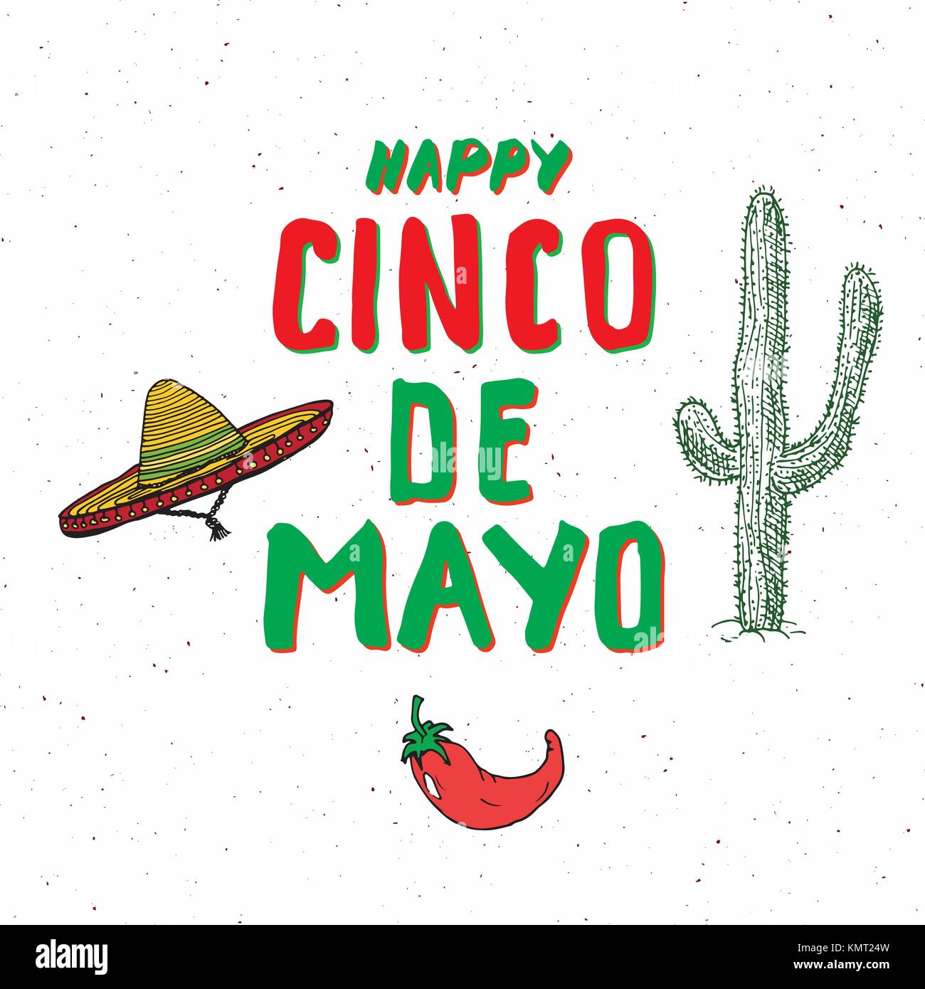 Happy Cinco de Mayo greeting card Hand lettering. Mexican holiday