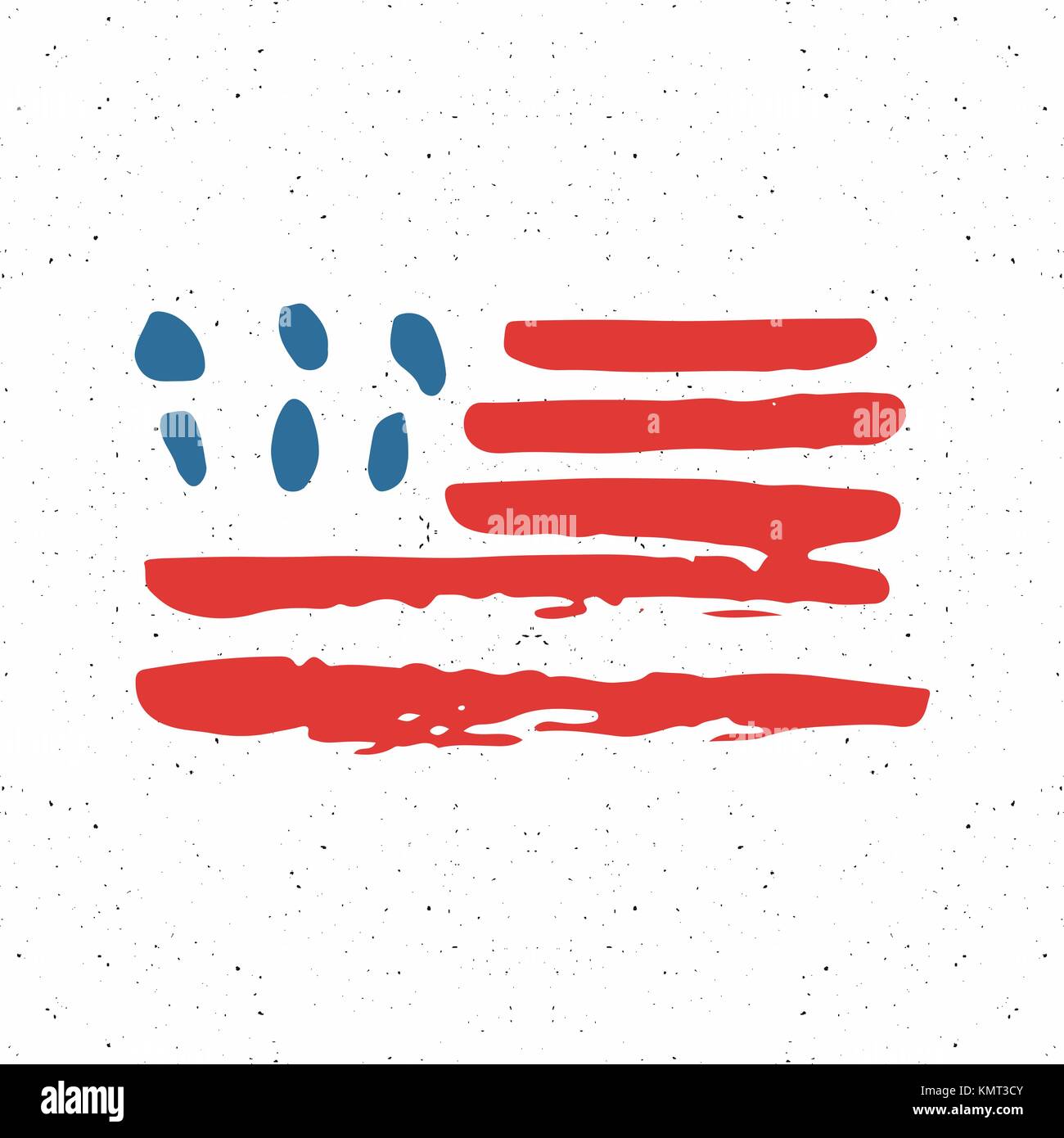 Grunge hand drawn USA flag, american abstract textured badge ...
