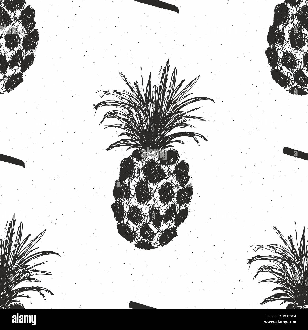 Pineapple hand drawn seamless pattern, fruits background vector ...