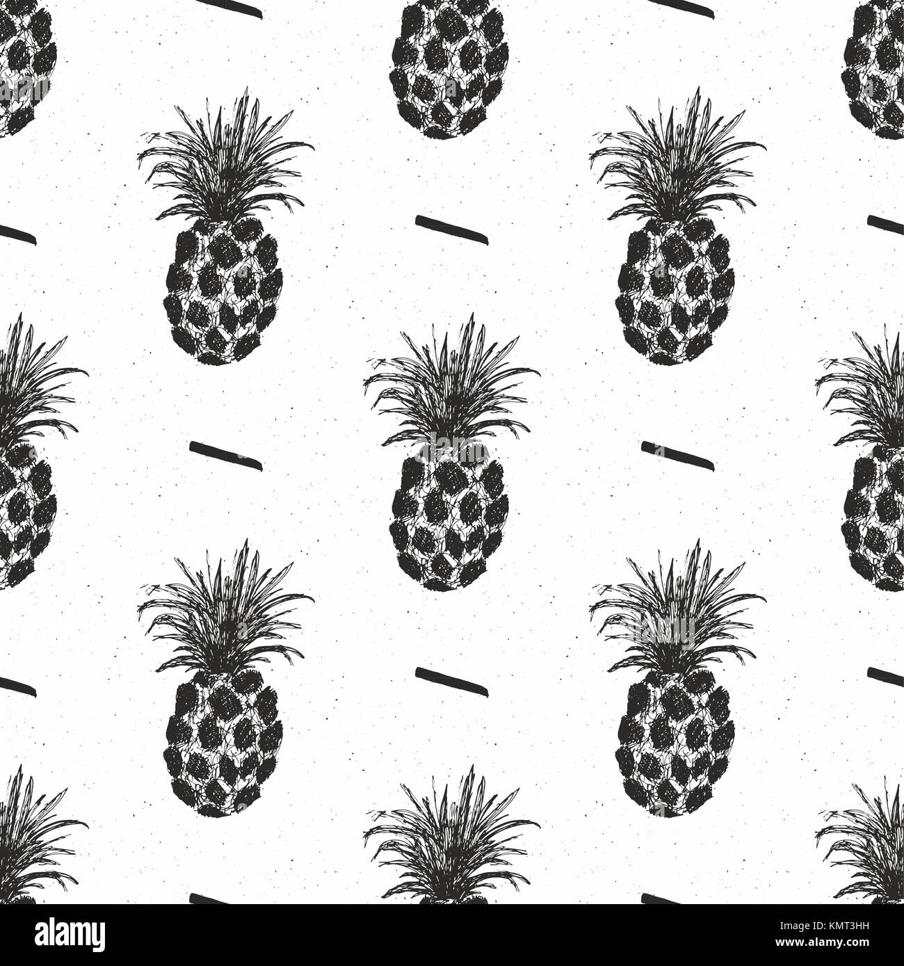 Pineapple hand drawn seamless pattern, fruits background vector ...