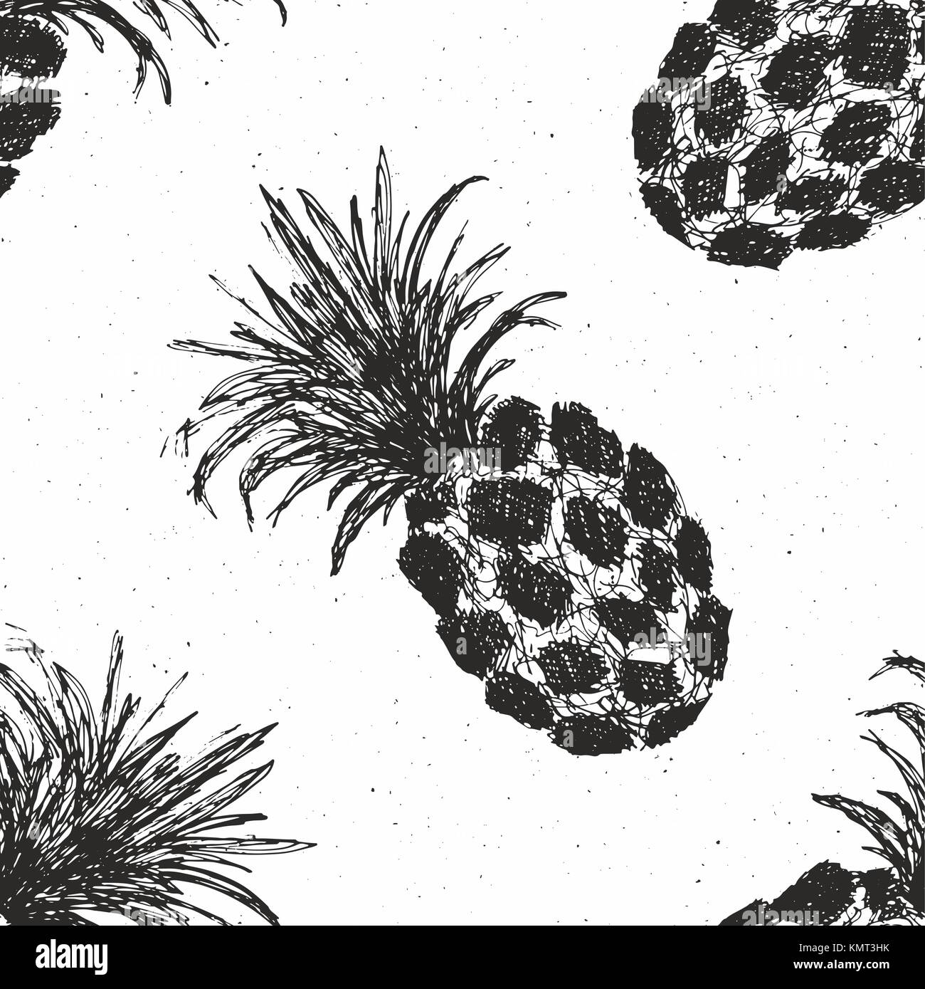 Pineapple hand drawn seamless pattern, fruits background vector ...