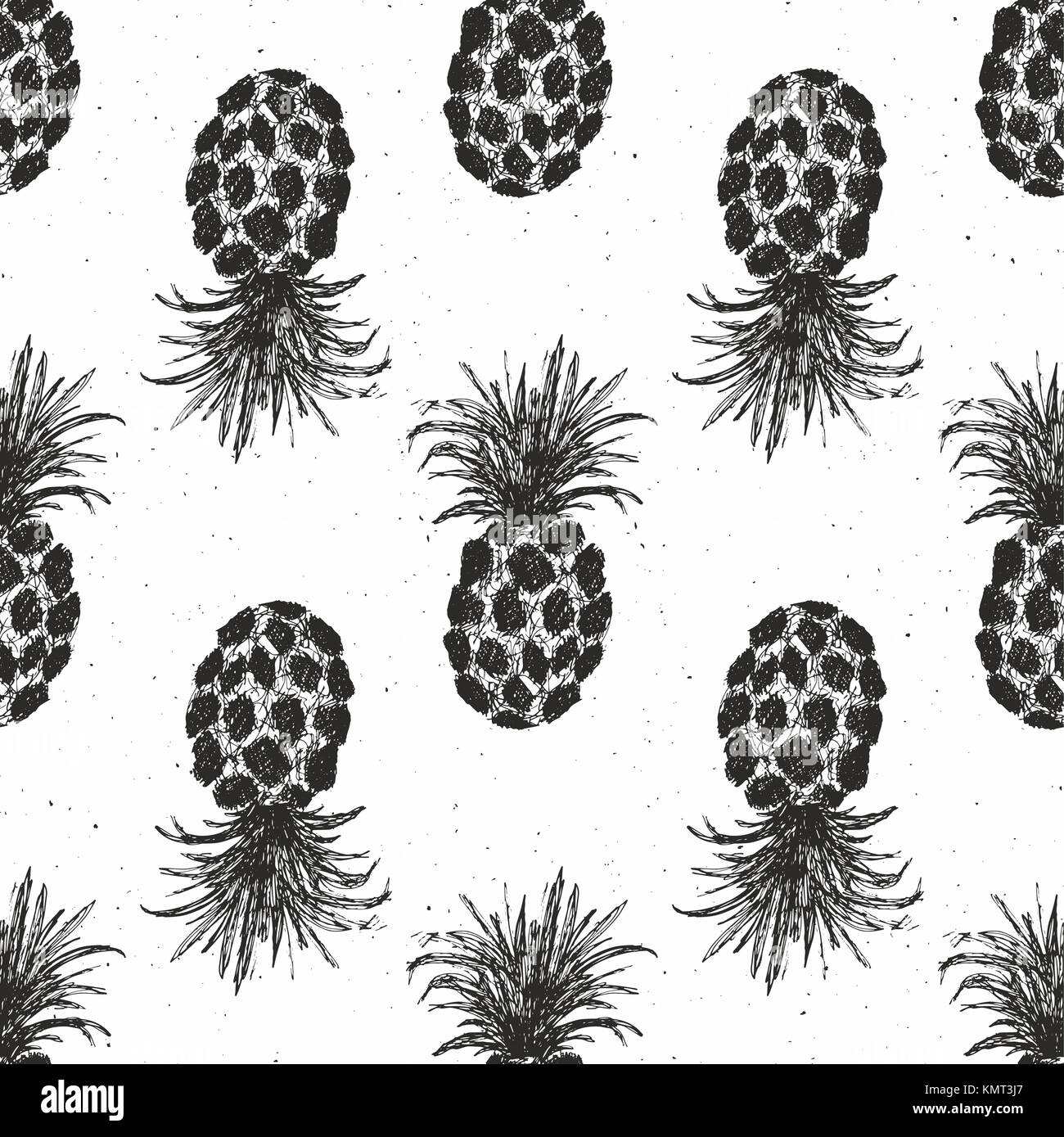 Pineapple hand drawn seamless pattern, fruits background vector ...