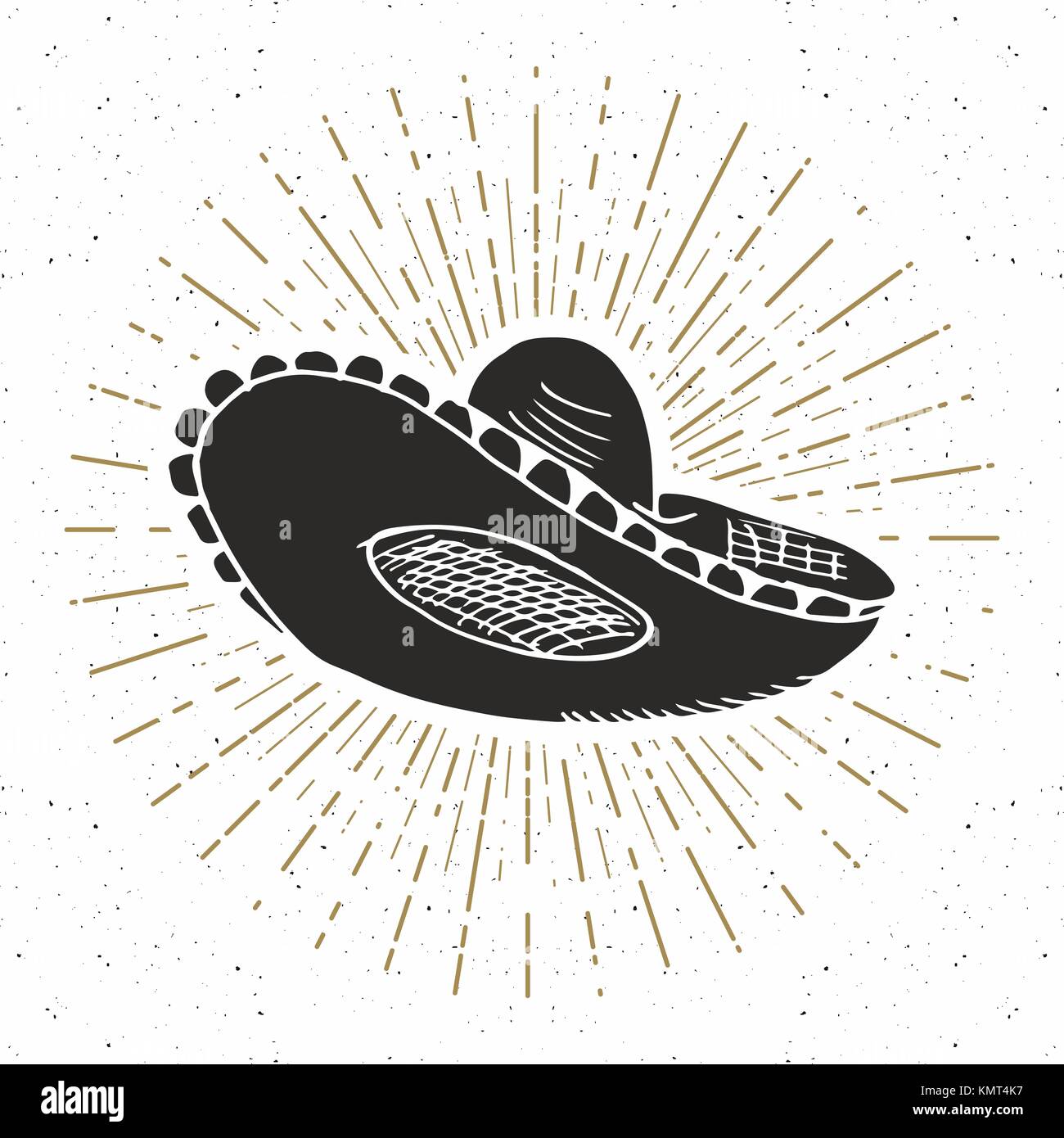 Vintage label, Hand drawn sombrero mexican traditional hat sketch, grunge  textured retro badge, emblem design, typography t-shirt print, vector  illust Stock Vector Image & Art - Alamy