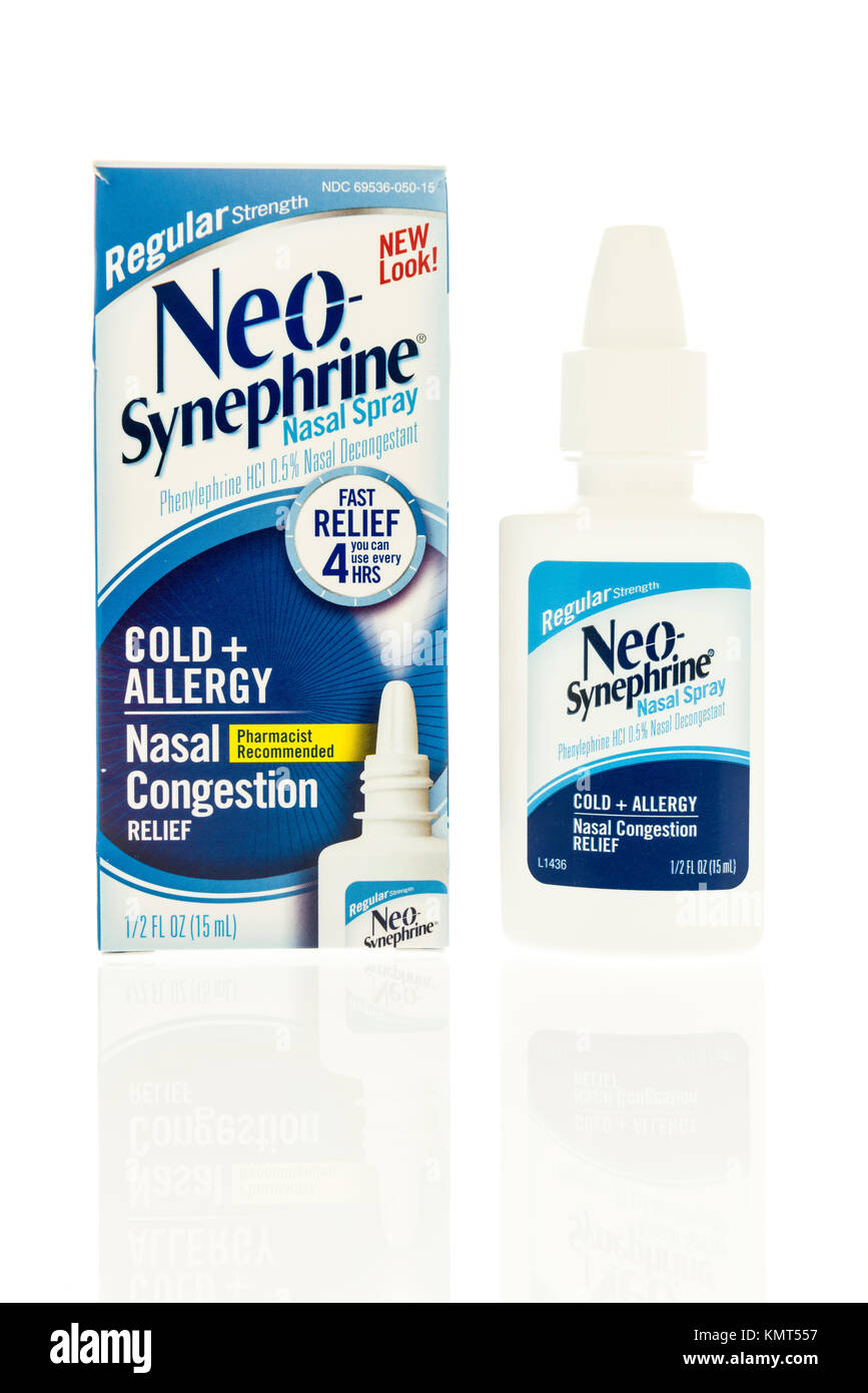 Winneconne, WI - 1 December 2017: A bottle of Neo Synephrine nasal spray on  an on an isolated background Stock Photo - Alamy
