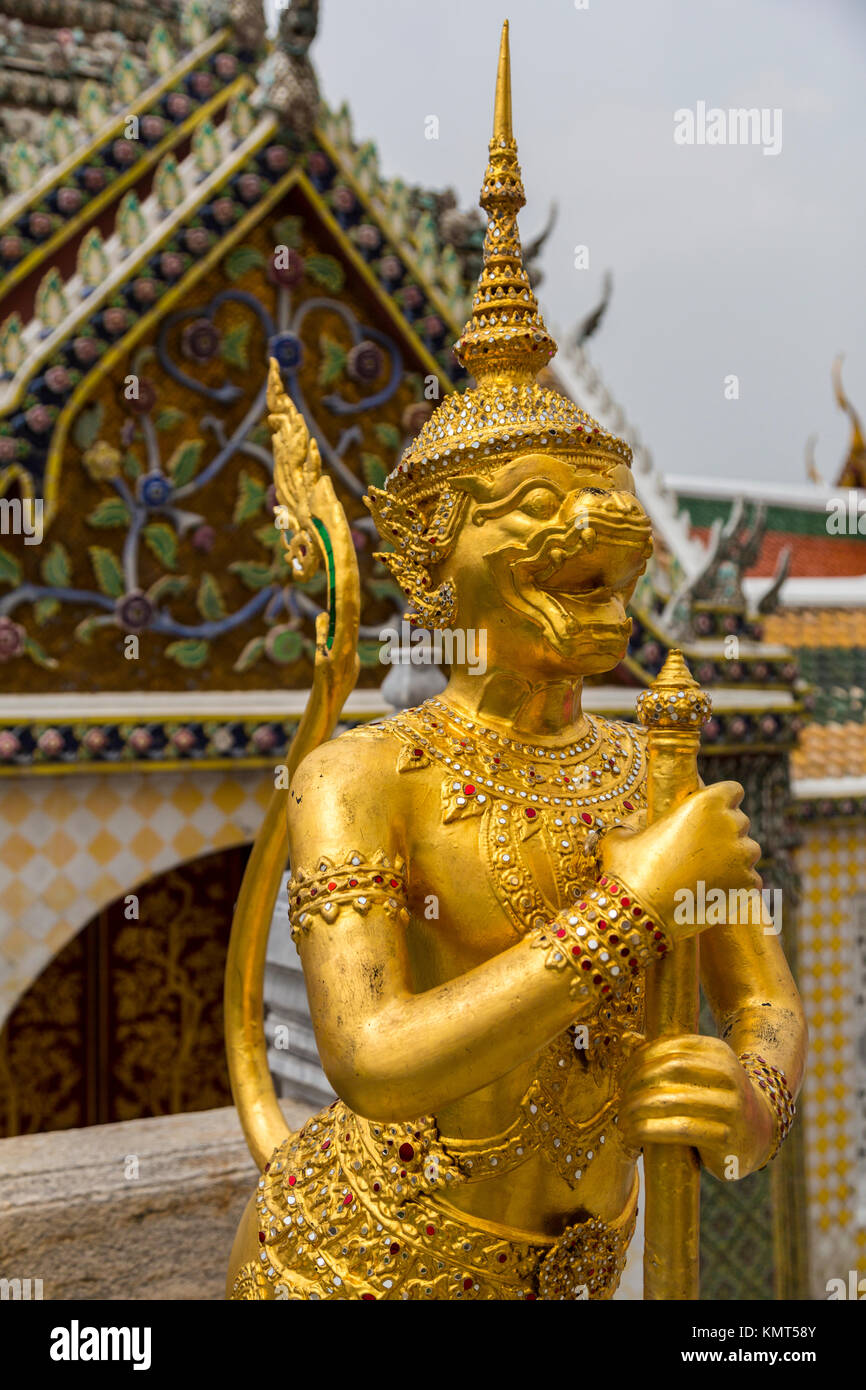 Bangkok, Thailand.  Guardian Statue Singhapanorn, Royal Grand Palace. Stock Photo