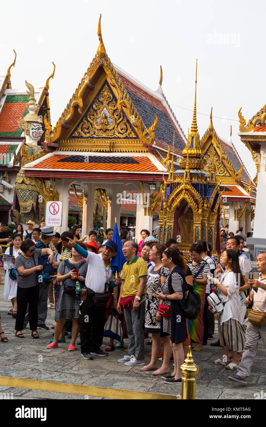 Bangkok, Thailand.  Chinese Tourists in the Royal Grand Palace Compound. Stock Photo