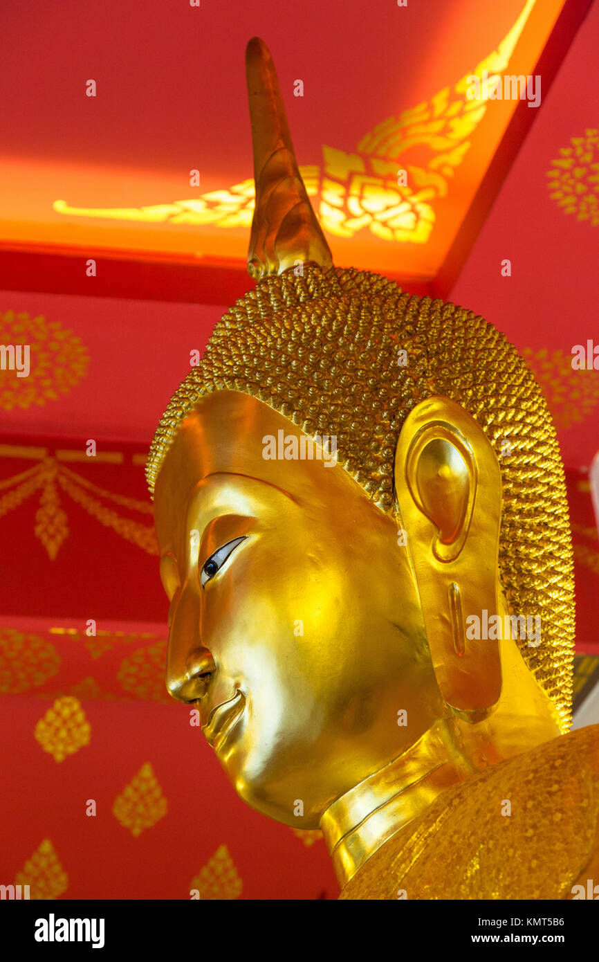 Bangkok, Thailand.  Buddha in Small Temple at Base of Wat Saket (Phu Khao Thong), the Golden Mount. Stock Photo