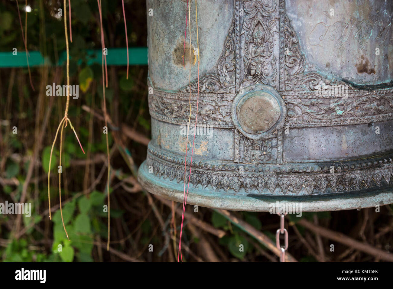 Bangkok, Thailand.  Bell along the Walkway to Top of the Wat Saket (Phu Khao Thong), the Golden Mount. Stock Photo