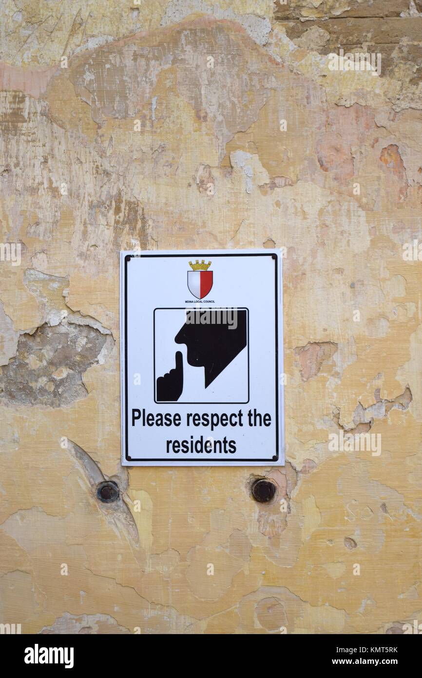 Please respect the residence sign Stock Photo