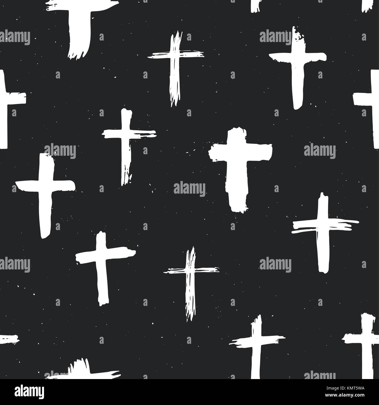 Cross symbols seamless pattern grunge hand drawn Christian crosses, religious signs icons