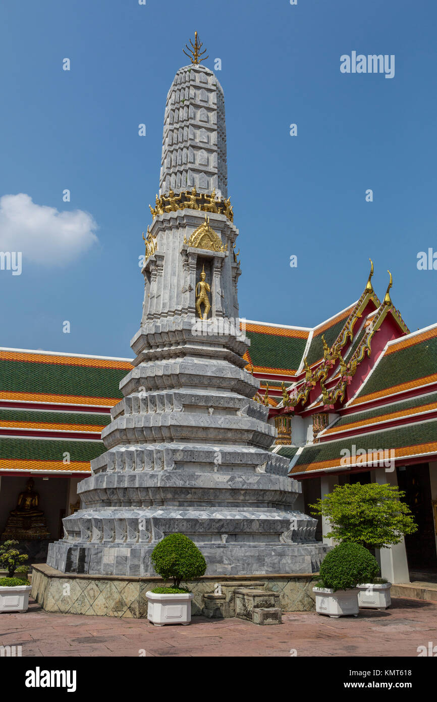 Bangkok, Thailand.  Panthanamaha Stupa (Prang) in the Wat Pho (Reclining Buddha) Temple Complex, South Pavilion. Stock Photo
