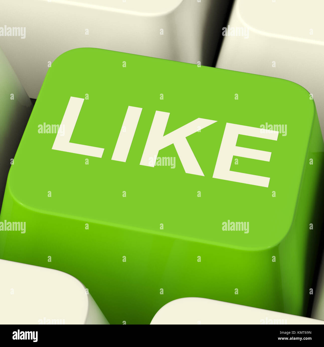 Like Computer Key In Green Showing Approval And Being Fans Stock Photo