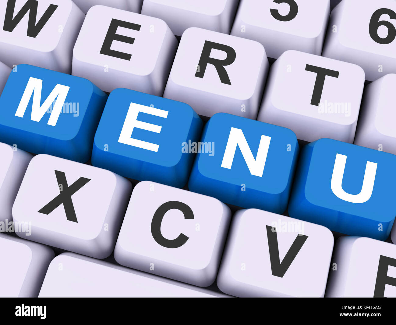 Menu Keys Showing Ordering Food Dishes Online Stock Photo