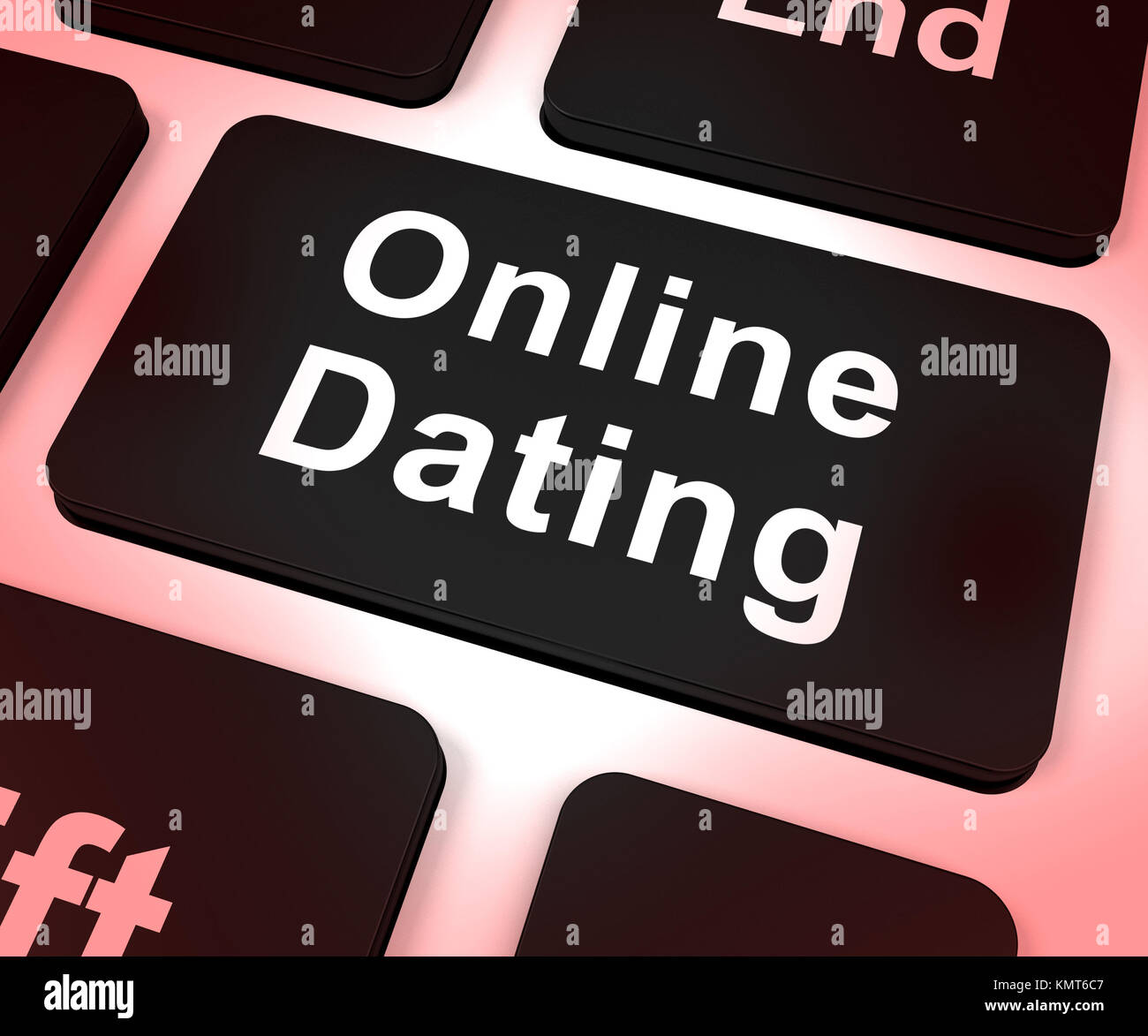 Online Dating Computer Key Shows Romance And Web Love Stock Photo