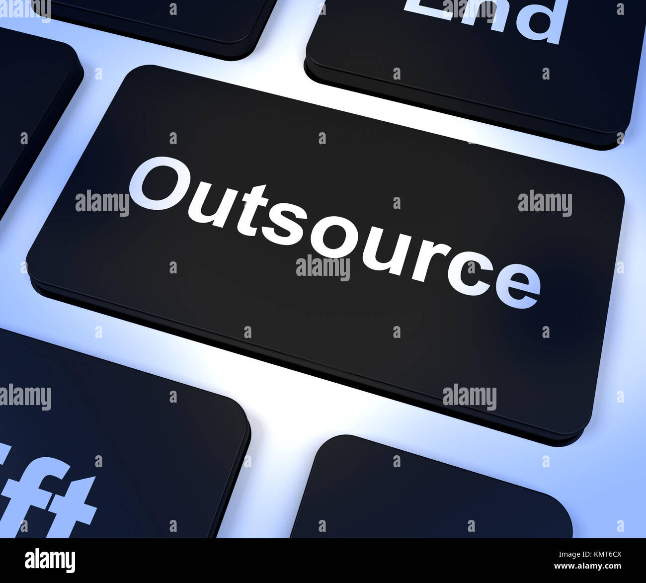 Outsource Key Shows Subcontracting And Freelance Stock Photo