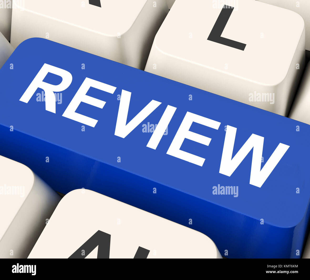 review-key-on-keyboard-meaning-rethink-revise-or-reassess-stock-photo