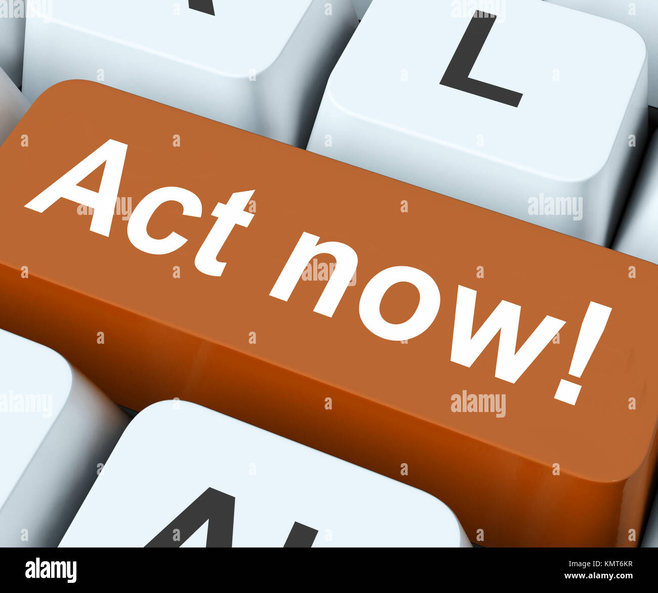 Act Now Key On Keyboard Meaning Do it Or Take Action Stock Photo