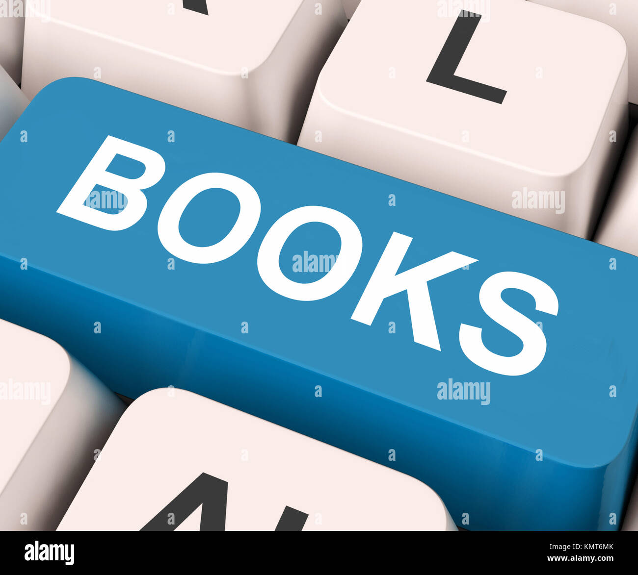 Books Key On Keyboard Meaning Novel Journal Or Magazine Stock Photo