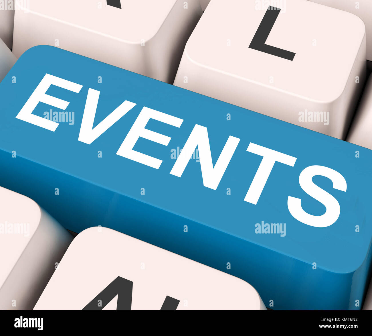 Events Key On Keyboard Meaning Occurrence, Happening Or Incident Stock Photo