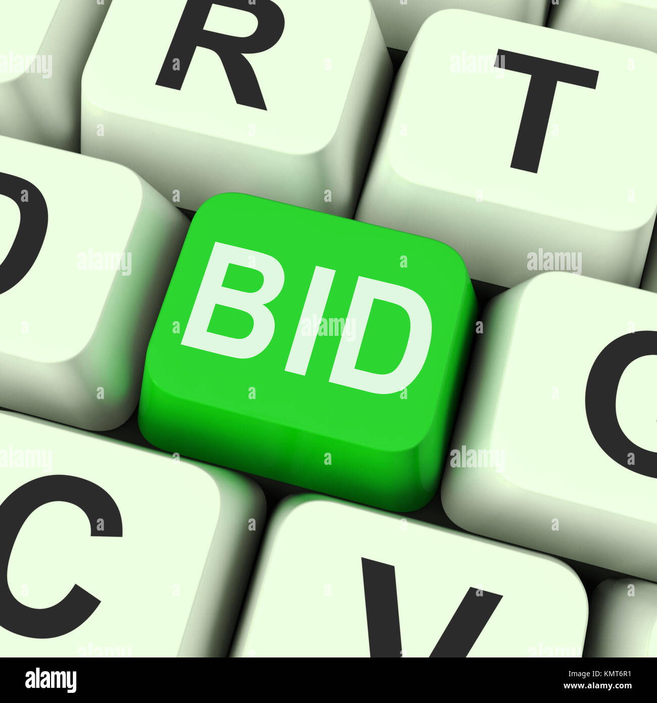 Bid Key Showing Online Auction Or Bidding Stock Photo - Alamy