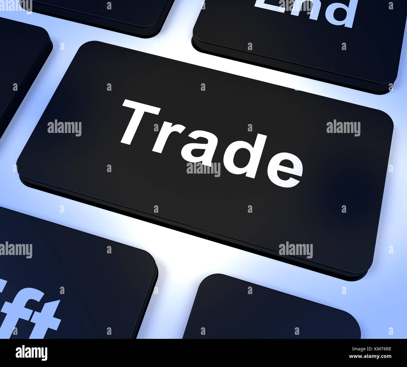 Trade Computer Key Representing Commerce Online Stock Photo