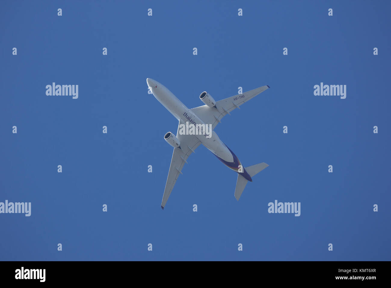 CHIANG MAI, THAILAND -NOVEMBER 18 2017: HS-THG Airbus A350-900 of Thaiairway TG105. Take off from Chiangmai airport to Bangkok. Stock Photo