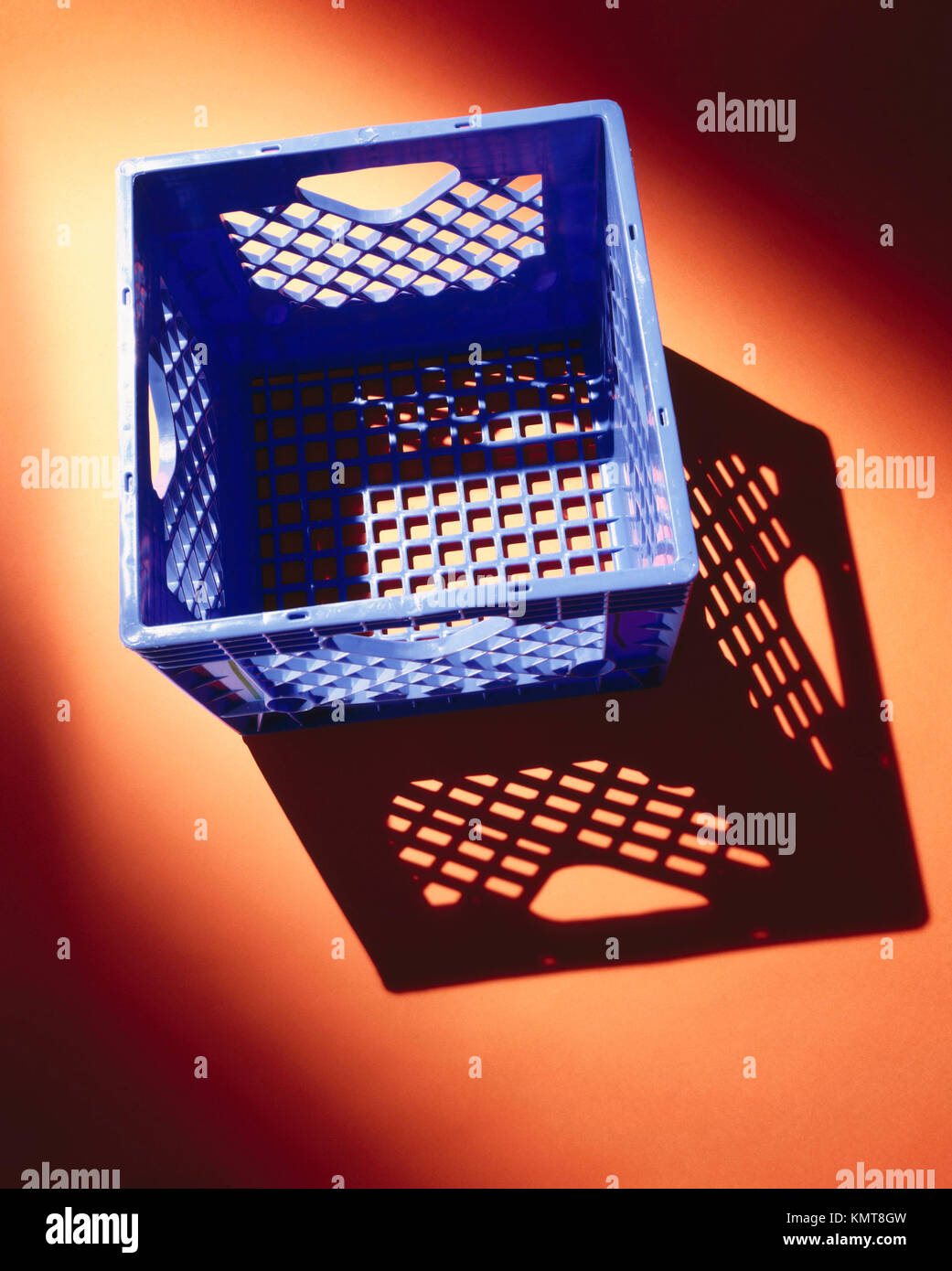 Empty blue milk crate Stock Photo Alamy