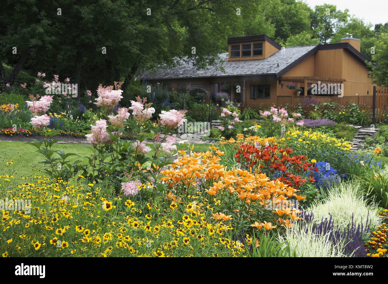 The Sunken Gardens and cottage in Neepawa, Manitoba. Canada Stock Photo