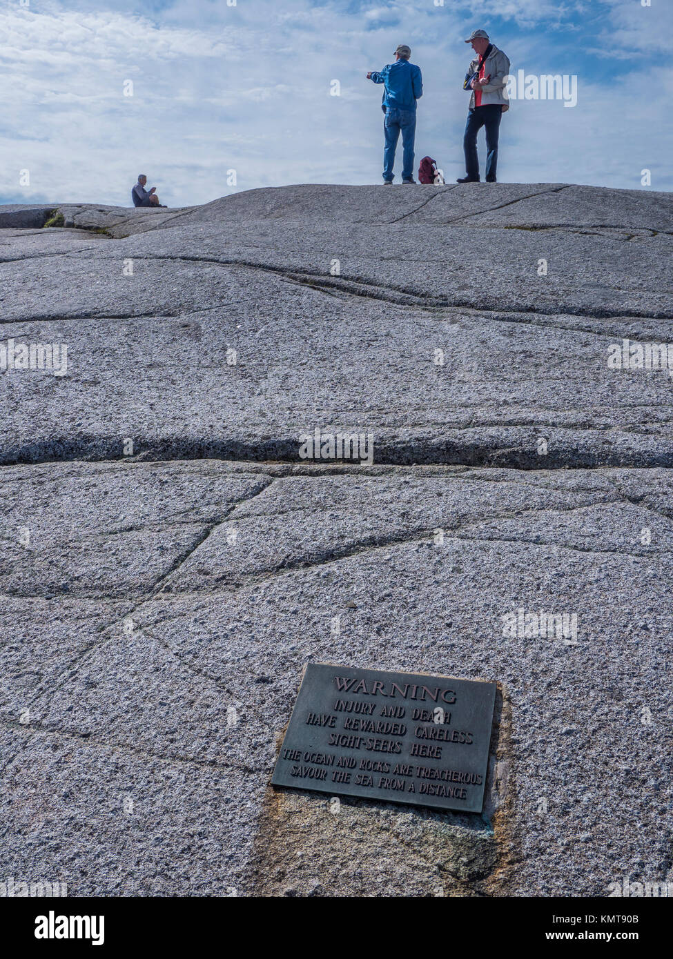 Warning sign, Peggy's Cove, Nova Scotia, Canada Stock Photo Alamy