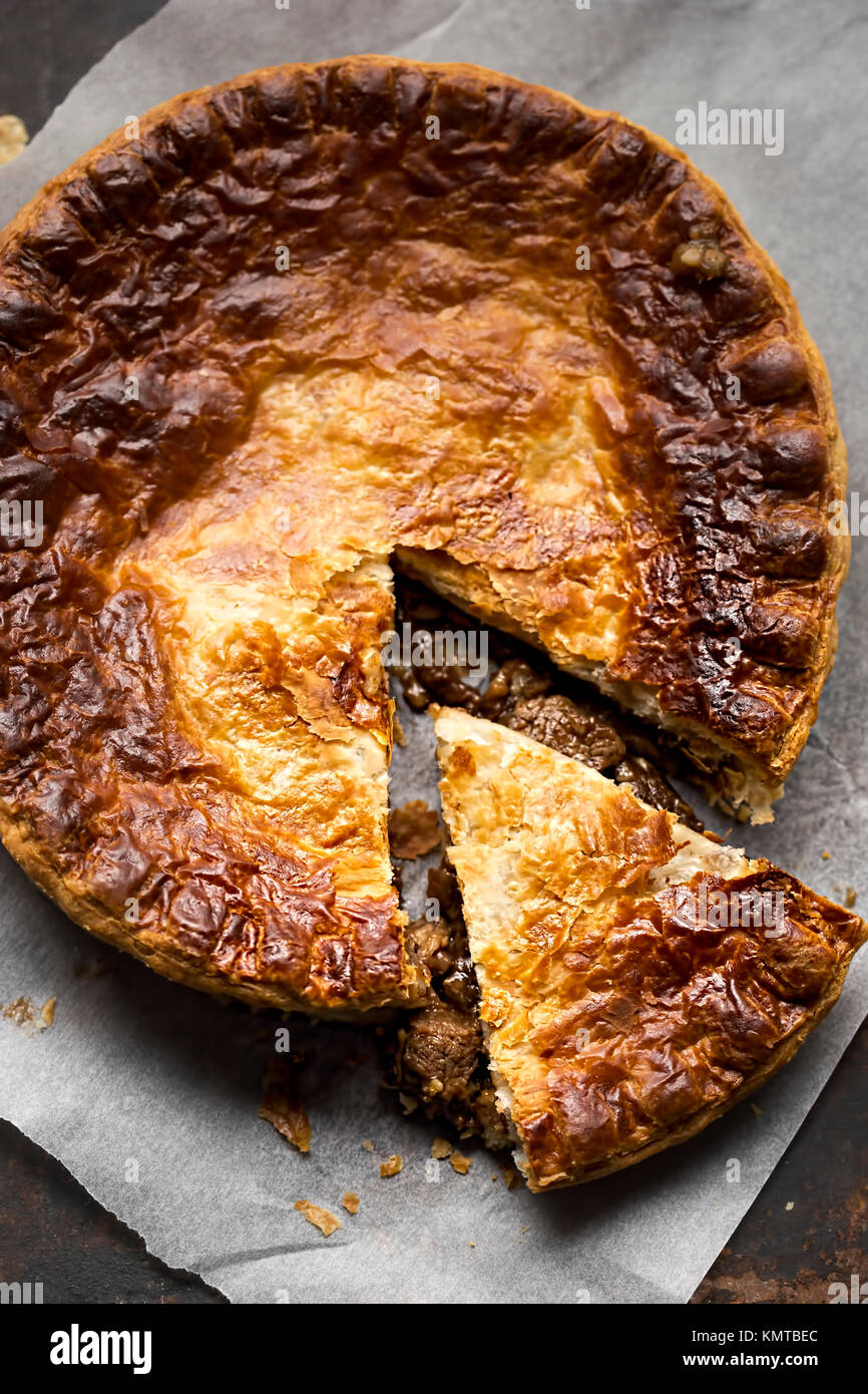 Steak beef gravy pie Stock Photo Alamy